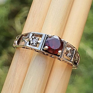 Mens Engagement Garnet Ring | Sterling Silver Designer Ring | Men's Garnet Ring | Round cut Gemstone Ring | Wedding Jewelry |  Gift for Her