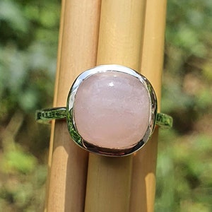 Cushion Rose Quartz Engagement Ring | Handmade 925 Sterling Silver Ring | Pink Quartz Ring | January Ring | Christmas Gift | Propose Ring