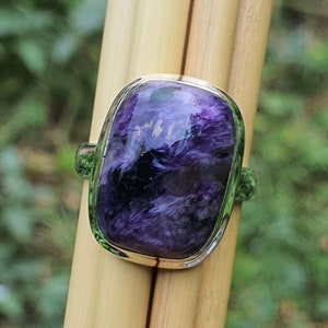 Siberian Charoite Ring | Sterling Silver Statement Ring | Handmade Jewelry | Purple Charoite Jewelry| Healing Crystal| Birthday Gift for Her