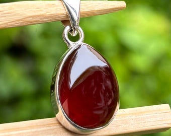 Christmas Gift Teardrop Hessonite Garnet Pendant for Men 925 Sterling Silver Hessonite Pendant Garnet Jewelry Anniversary Gift for her mom