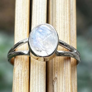 Oval Moonstone Ring | Fire Rainbow Moonstone Ring | 925 Silver Ring | Split Ring | Oval Stone Ring | Moonstone Jewelry| June Birthstone Gift