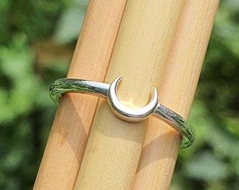 Moon Ring Sterling Silver | Half Crescent Moon Ring | Horn Up | Sterling Stackable Rings | Gift for Her | Men's Ring | Women's Day Gift