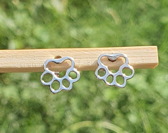 Paw Print Stud Earrings Sterling Silver | Paw Print Earrings | Dog Earrings | Pet Jewelry | Animal Lover | Minimalist Jewelry | Gift for Mom