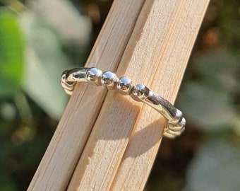 Simple Bead And Bar Ring, 925 Sterling Silver Rings,Dot Dash Eternity Band, Simple Stacking Ring, Minimalist, Dainty Jewelry, Wedding Band