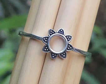 Mandala Sun Silver Ring for Women | Sunflower Ring | Promise Silver Ring | Dainty Flower Ring | Silver Sun Ring | Oxridized Silver Ring