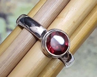 Stacking Garnet Ring | Minimalist Silver Ring | Handmade Ring | Men Garnet Ring | Propose Ring | Garnet Jewelry| Gift for Father | Boho Gift