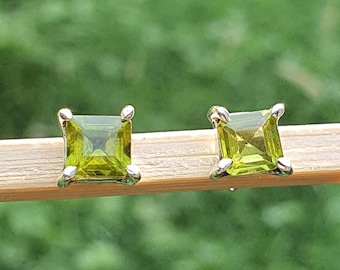 Natural Peridot Studs | Sterling Silver Peridot Earrings | Handmade Jewelry | Natural Peridot Jewelry | August Birthstone | Mothers Gifts