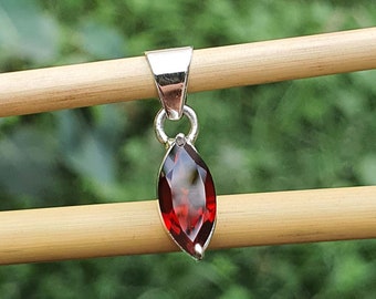 Marquise Pyrope Garnet Pendant Jewelry | 925 Sterling Silver Pendant Necklace | Handmade Prong Pendant | Red Garnet Pendant | Gift for Him