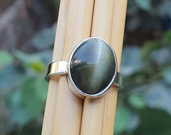 Natural Chrysoberyl Cats Eye Ring | Solid 925 Sterling Silver Ring | Simple Silver Ring | Lehsunia Stone | Cats Eye Ring | Healing Crystal