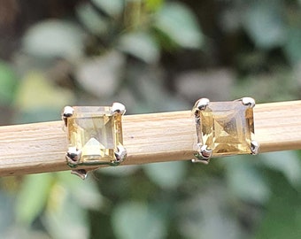 Orecchini A Perno In Argento Sterling Con Citrino CZ 4mm – Pietra Portafortuna, Confezione Regalo - 2