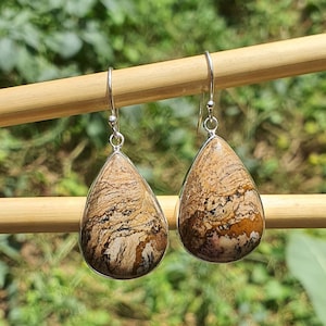 Picture Jasper Earrings | Dangle Drop Earring | Handmade Jewelry | Picture Jasper Jewelry | 925 Sterling Silver | Earrings for Women | Gifts