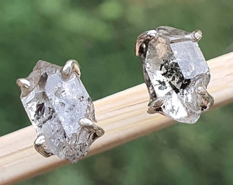 Herkimer Diamond Stud Earrings for Women | Mens Diamond Studs | Herkimer Crystal | Crystal Quartz | Handmade Jewelry | Women's Day Gift