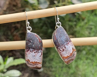 Wave Crazy Lace Agate Earrings for Women 925 Sterling Silver Jewelry Laguna Lace Agate Earring Handmade Jewelry Delicate Dangle Earring