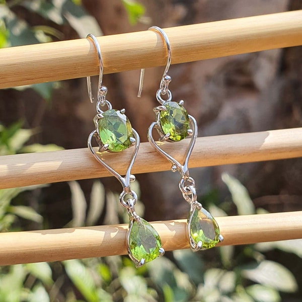 Teardrop Peridot Earrings for Women | 925 Sterling Silver | Teardrop Earrings | Peridot Jewelry | Women Earrings | Delicate Earrings for Her