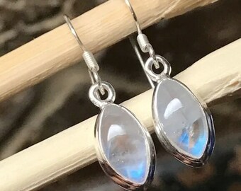Marquise Rainbow Moonstone Earrings for Women | Sterling Silver Marquise Earrings | June Birthstone| Moonstone Jewelry | Dangle Drop Earring