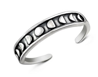 Adjustable Moon Phase Ring | Oxidised Silver Ring | Eclipse Ring | Luna Ring | Crescent Moon Ring | Lunar Eclipse Ring| Gift for Him Jewelry