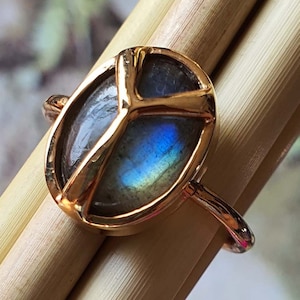 Labradorite Scarab Ring | Gold Plated | Sterling Silver Ring | Lucky Scarab Ring | Labradorite Ring | Scarab Jewelry | Gift for Her | Boho