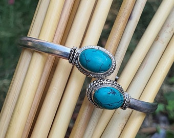 Turquoise Bangle Bracelet in Brass | Adjustable Bangle | Brass Bangle Bracelet | Turquoise Jewelry | Womens Jewelry| Wedding Gift Jewelry