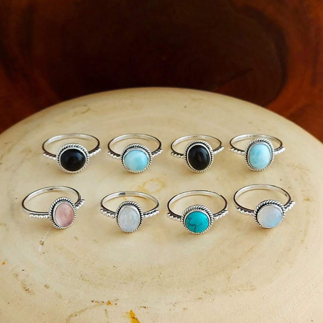 925 Sterling Silver Natural Moonstone Ring – Handmade, Pear Shape Bezel Set, All Sizes MO01