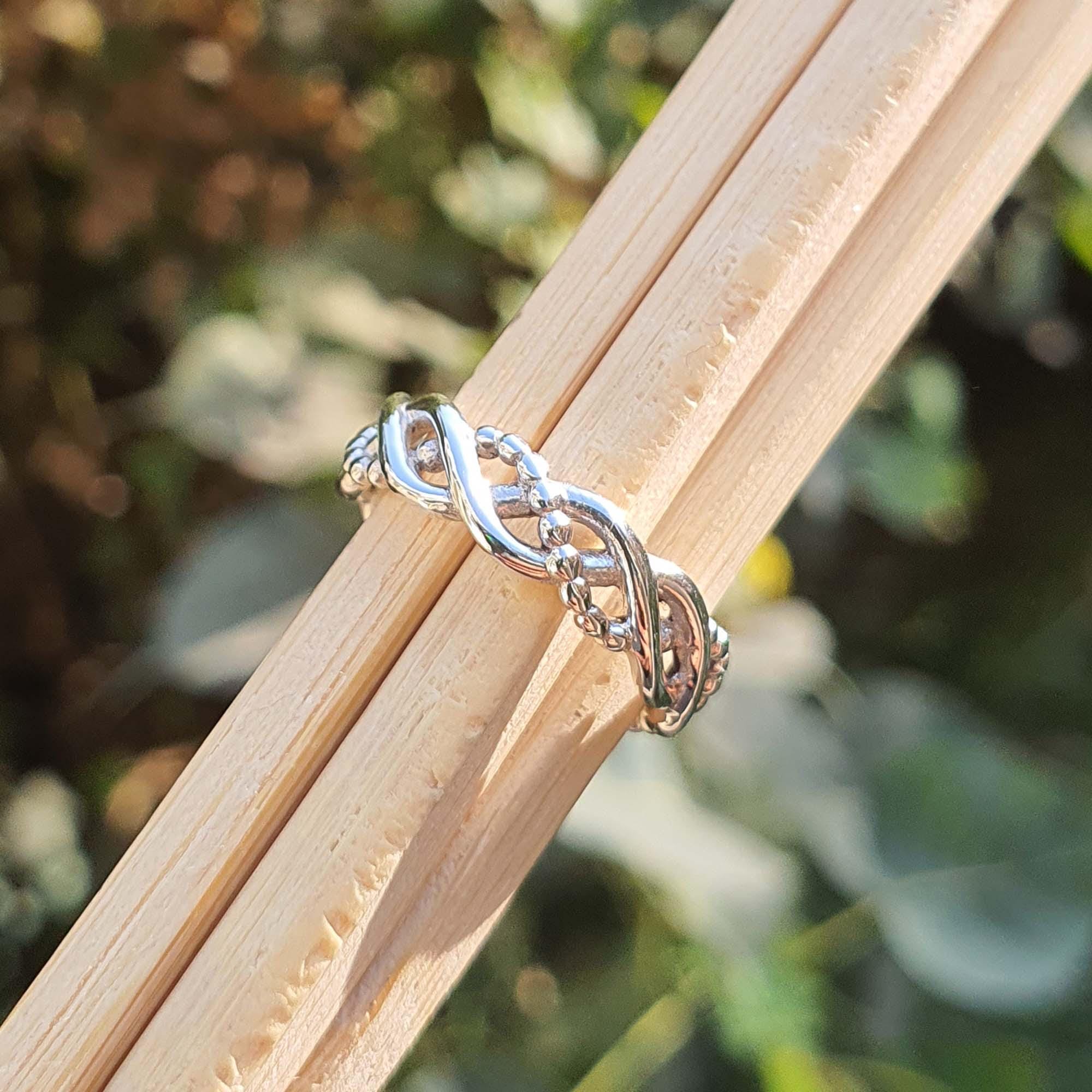 Sterling Silver Braided Ring, Unisex Twist Band, Wide Crossover