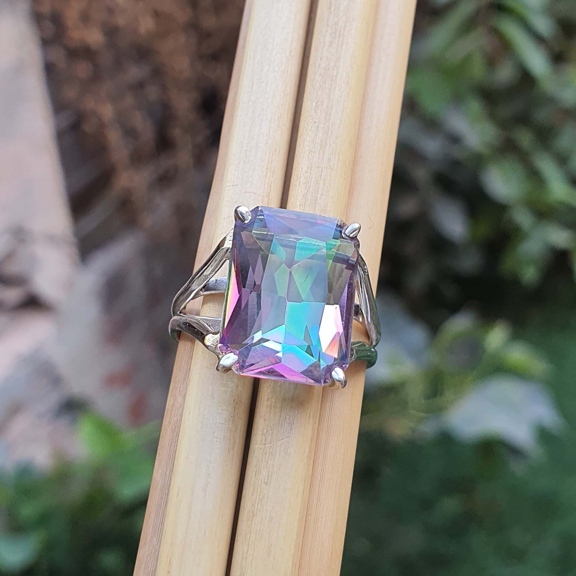 Topaz Color Ring Rainbow Topaz Ring| Mystic Topaz Ring | Sterling Silver Ring | Multi ...