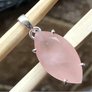 Marquise Pink Quartz Pendant Jewelry Making Charm | Sterling Silver Pendant Necklace | Marquise Pendant | Rose Quartz Pendant | Gift for Her