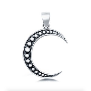 Oxidized Moon Pendant for Necklace- 925 Silver Jewelry -Horn Up- Crescent Moon Eclipse Jewelry- Men&#39;s Pendant- Boyfriend Gift- Mothers Gifts