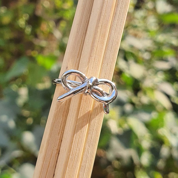 Solid 925 Sterling Silver Bow Ring- Love Knot Ring- Bow Ribbon