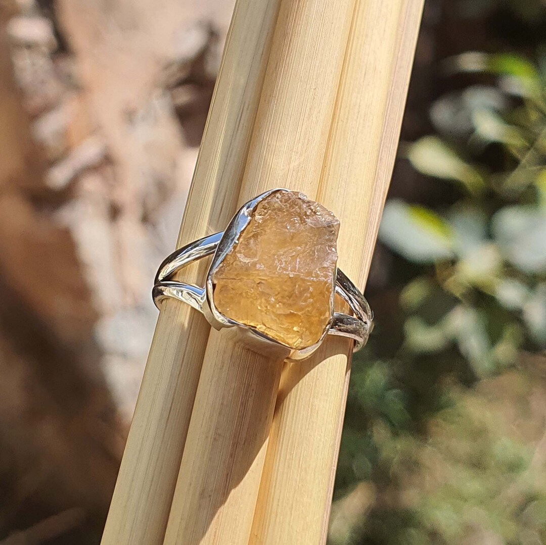 Natural Citrine Rough Ring for Men | Raw Citrine Ring | Sterling Silver ...