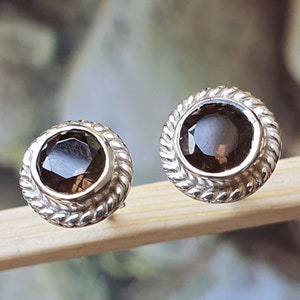 Smoky Topaz Earrings | Smokey Quartz Earrings | Smoky Quartz Jewelry | Gift for Her | Brown Earring | Sterling Silver Stud Earring for Women