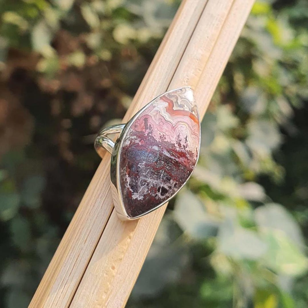 Large Crazy Lace Agate Rings for Women- Handmade- 925 Sterling Silver ...