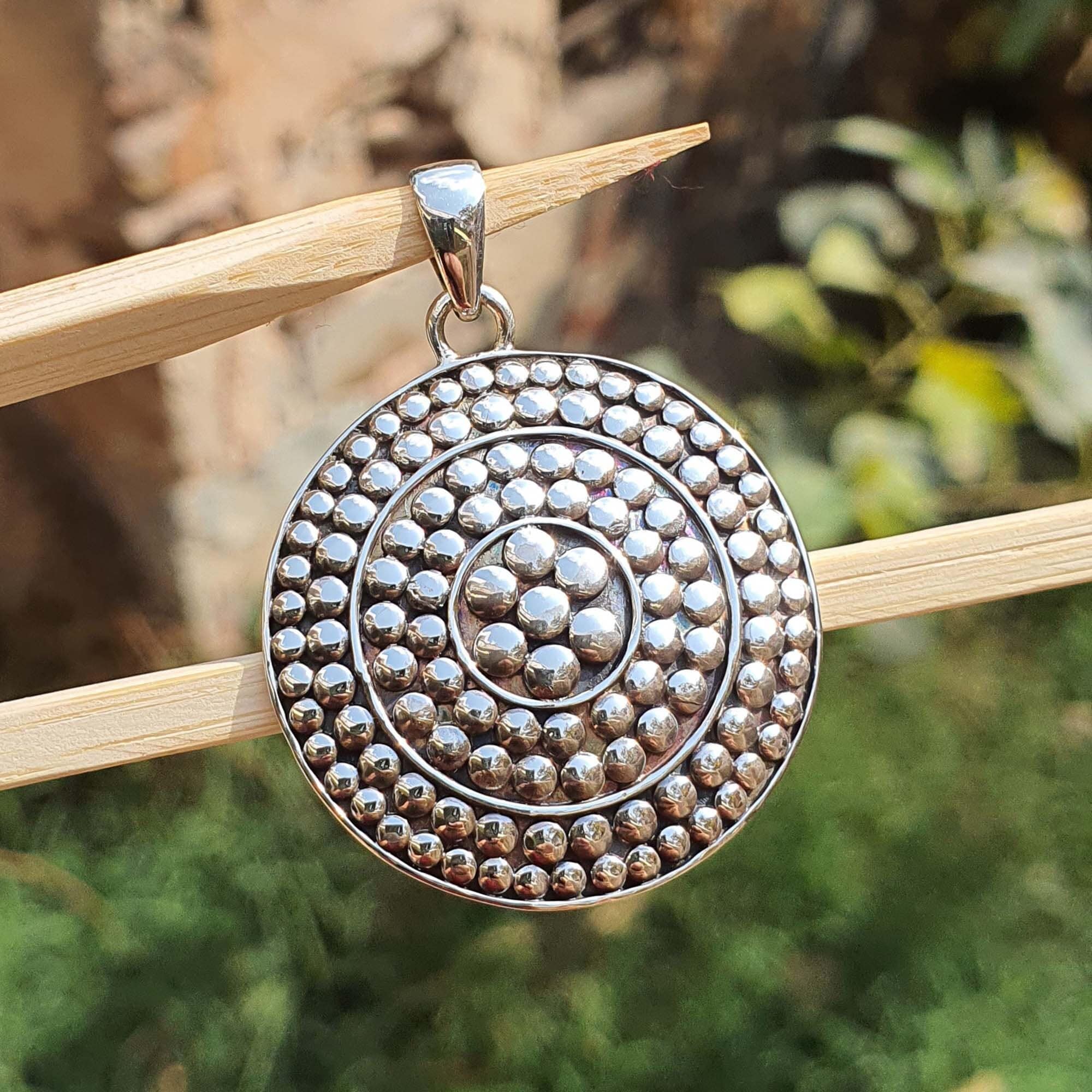 Round Mandala Pendant Men 925 Sterling Silver Filigree Pendant Dotted Designer Jewelry Large Silver Jewelry Birthday Gift for Her Jewelry