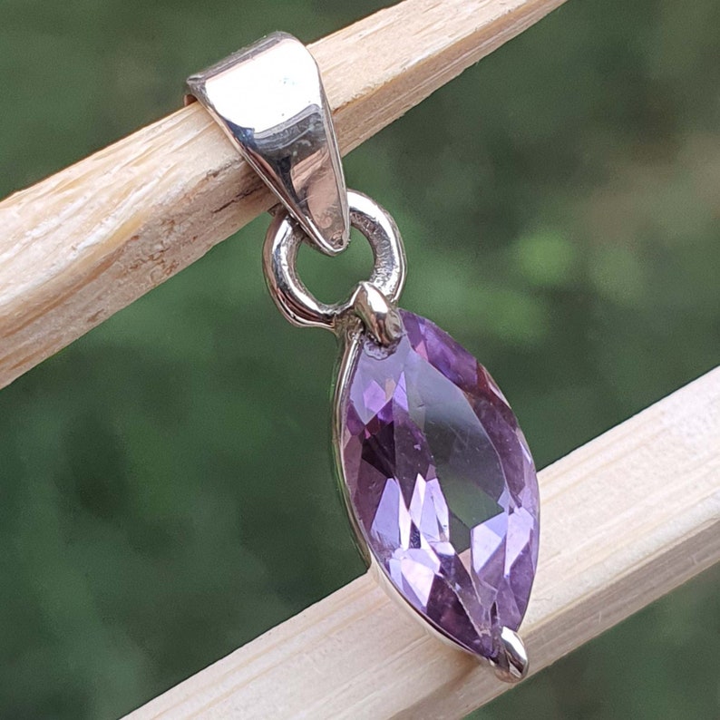 Marquise Amethyst Pendant Jewelry Handmade Pendant 925 Sterling Silver Purple Amethyst Jewelry February Birthstone Gift for Him imagem 3