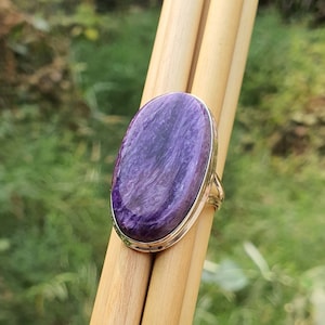 Charoit Ring | Herren Ringe 925 Silber | Handgefertigtes Geschenk | Sterling Silber | Lila Stein Ring | Natürlicher Charoit Ring | Großer Stein | Geschenke