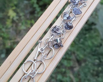 Raw Meteorite Bracelet for Men- Campo Del Cielo- Sterling Silver Adjustable Bracelets- Unisex