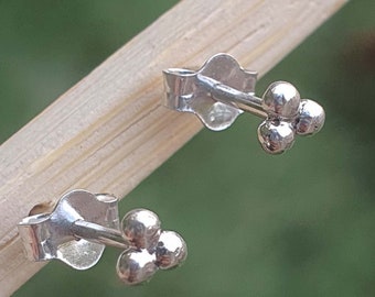 3 Dot Earrings Sterling Silver Studs | Handmade Jewelry | Ball Stud Earrings | Gift for Kids Girl | Ball Earring | Mens Studs | Gift Jewelry