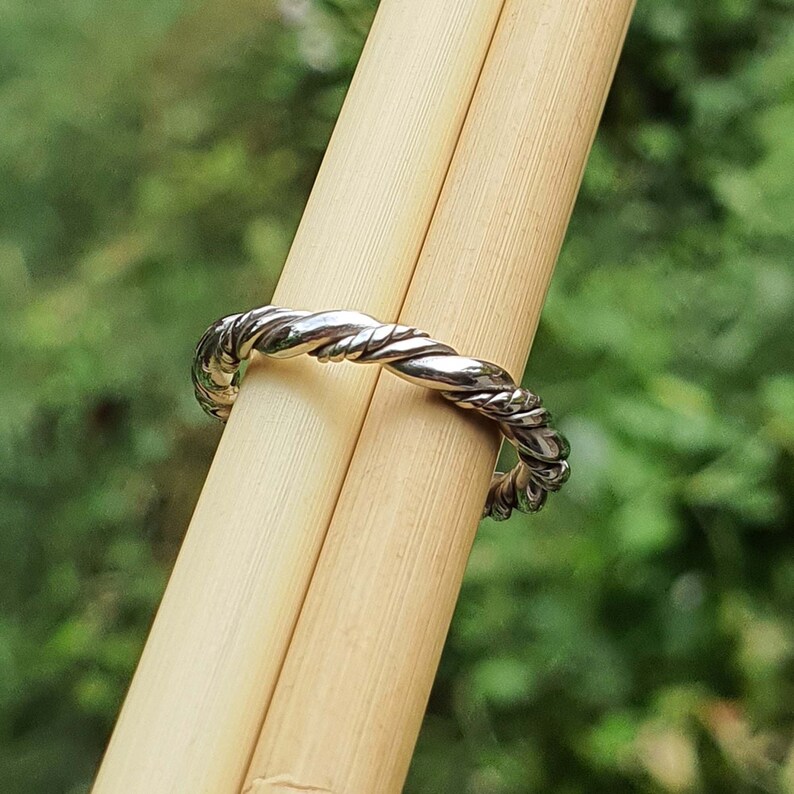 Twisted Rope Ring Setting Oxidized Twisted Rope Band Ring | Sterling Silver Twisted Rope Wedding ...