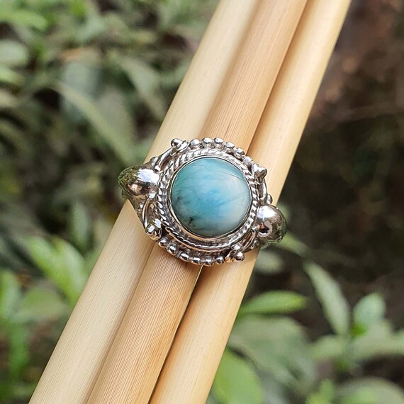 天然石 ラリマー シルバー925 大ぶり リング 指輪 ドミニカ 貴重美品 ドミニカ産ラリマーリング | 925スターリングシルバー | ラリマー