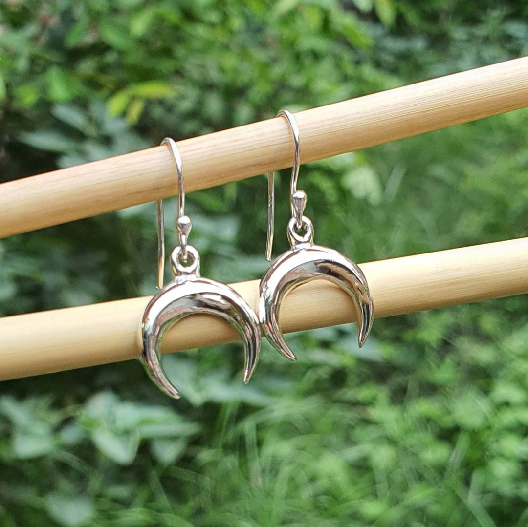 •HALF MOONS• gold dangle earrings