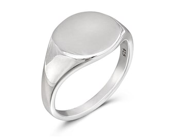 Signet Silver Ring | Solid 925 Sterling Round Signet Ring | Signet Men&#39;s Ring | Stackable Silver Jewelry | Gift for Him | Christmas Gift