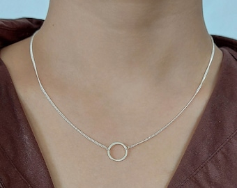 Geschichte von O Halskette | Zarte Halskette mit offenem Kreis | Zierliche Kreis Halskette | -Kragen-Halskette für Frauen | Kreis Charm Choker Halskette Geschenk