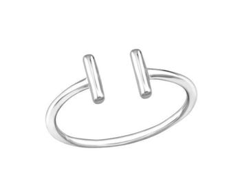 Adjustable Double T Ring | Simple Silver Ring | Beach Jewelry | Gift for Daughter | Beach Ring | Handmade Ring| Minimalist Jewelry| Mom Gift
