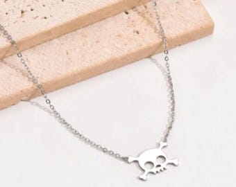 Halloween Skull Necklace 925 Sterling Silver Gothic Punk Sister Gift Skeleton Necklace Skull Jewelry Halloween Jewelry Boyfriend Gift Ideas