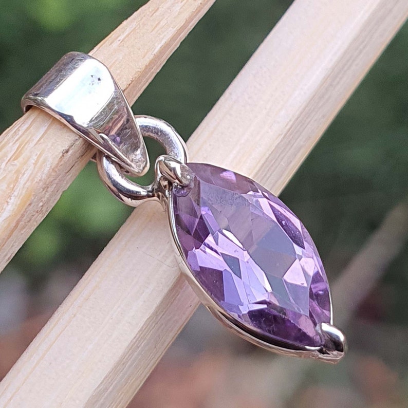 Marquise Amethyst Pendant Jewelry Handmade Pendant 925 Sterling Silver Purple Amethyst Jewelry February Birthstone Gift for Him Purple Amethyst