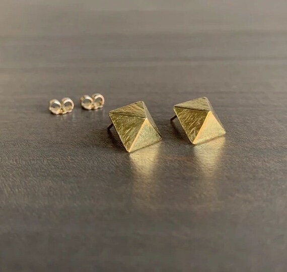 Gold Pyramid Studs