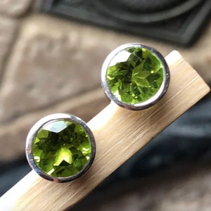 Round Cut Peridot Stud Earring | Handmade Jewelry | Sterling Silver Stud | Green Peridot Earring | Round Studs | Mothers Gifts| Gift for Her