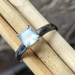 Quadratischer Herrenring Aquamarin | Sterling Silber Ring | Minimalistischer Schmuck | Aquamarin Herrenring | Zierlicher Ring |  Geschenk für Sie