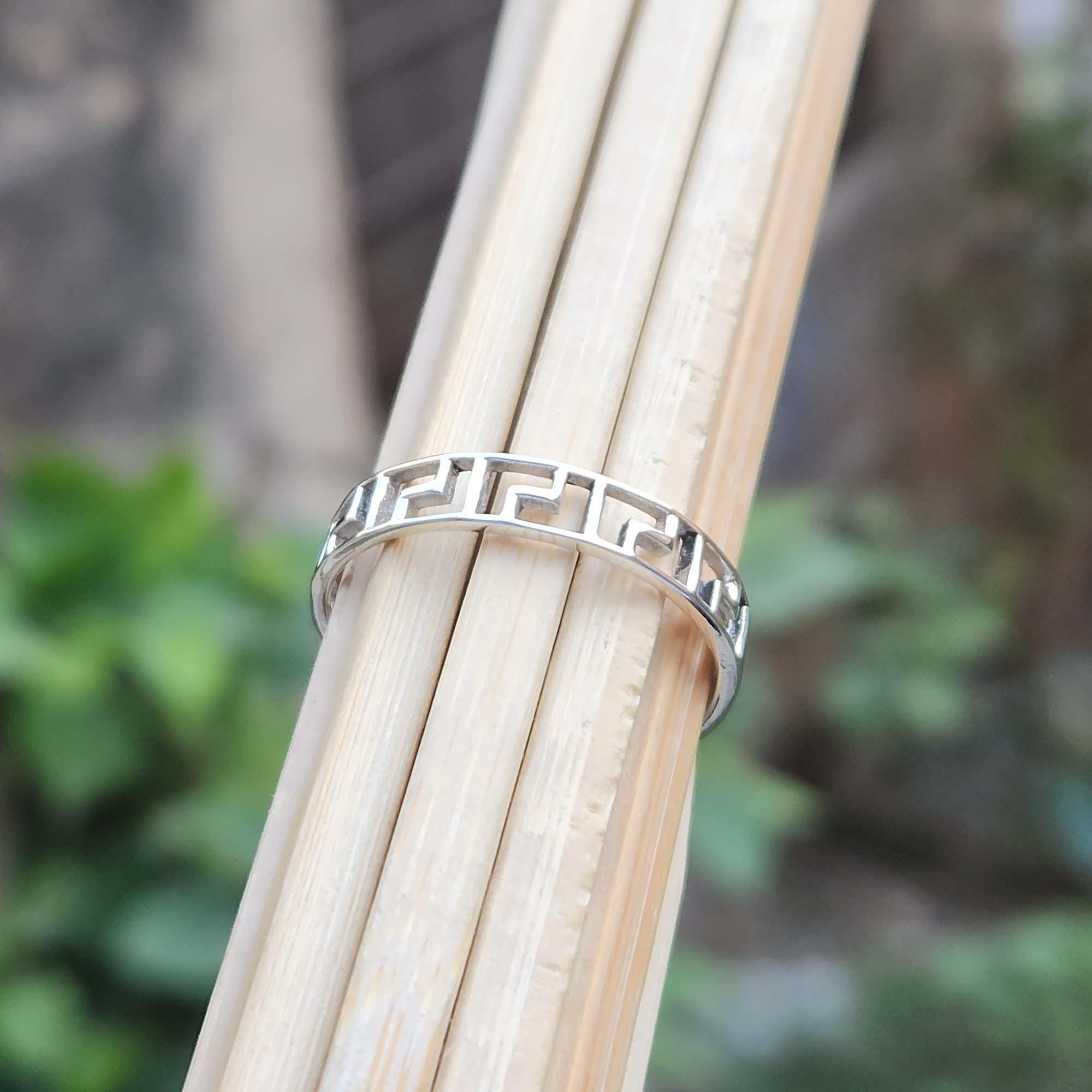 Greek Key Sterling Silver Band