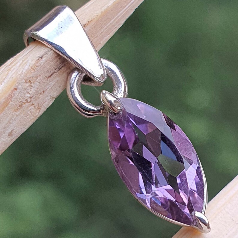 Marquise Amethyst Pendant Jewelry Handmade Pendant 925 Sterling Silver Purple Amethyst Jewelry February Birthstone Gift for Him imagem 2