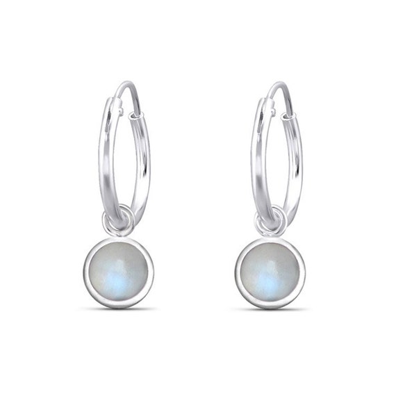 KINGWHYTE Orecchini 3 In 1 Con Pietra Di Luna E Fiore In Argento 925 – Ciondolo Rimovibile, Placcato Oro